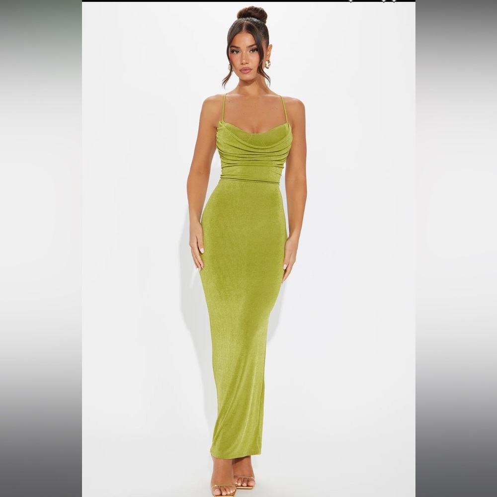 FN Rebecca Slinky Maxi Dress Chartreuse M